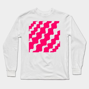 Pink and white slanting wavy pattern Long Sleeve T-Shirt